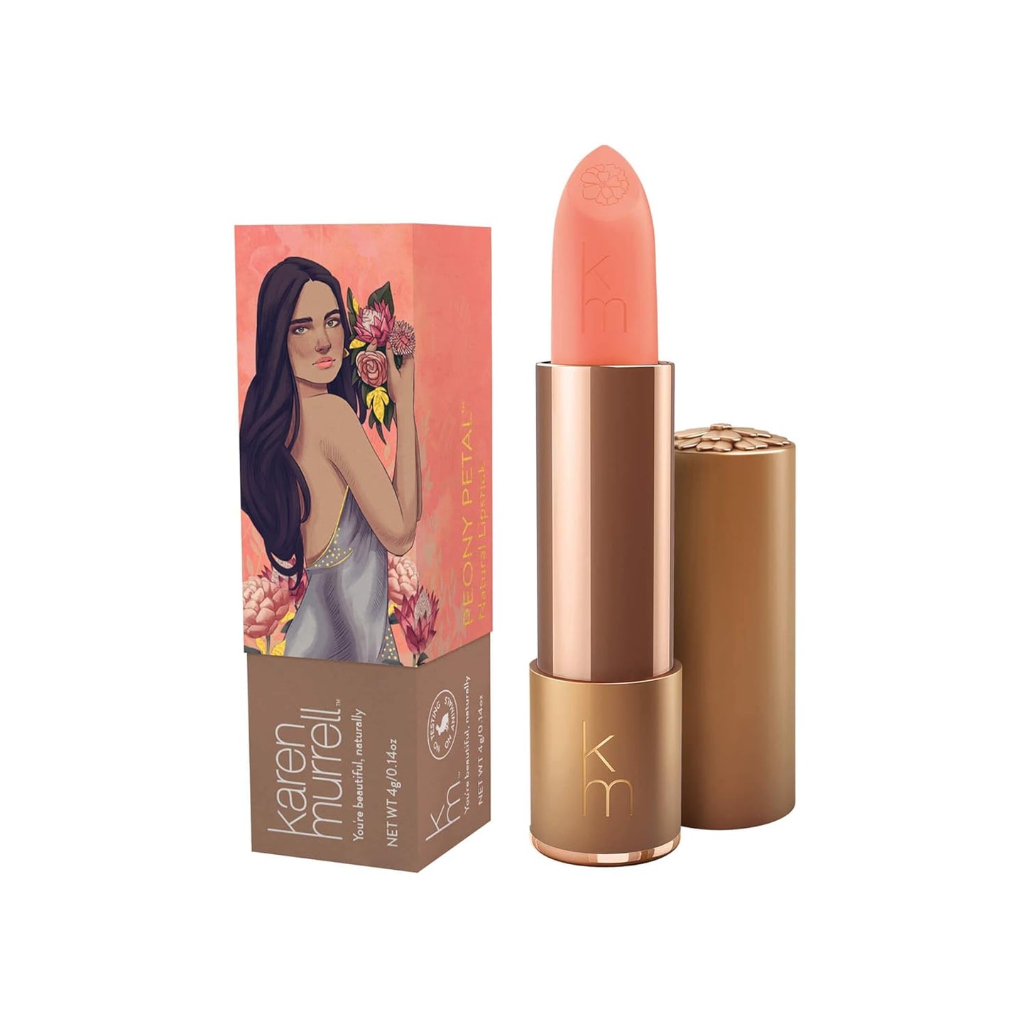 Karen Murrell - Natural Lip Stick - Lipstick 15 Peony Petal - Coral Lipstick - Matte Finish, 100% Natural Ingredients, Moisturizes & Hydrates Lips - Paraben & Cruelty Free