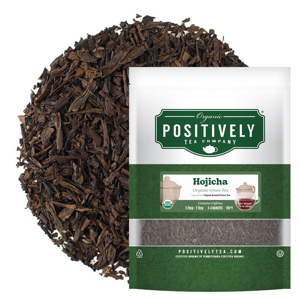 Organic Positively Tea Company, Hojicha, Green Tea, Loose Leaf, 16 Ounce