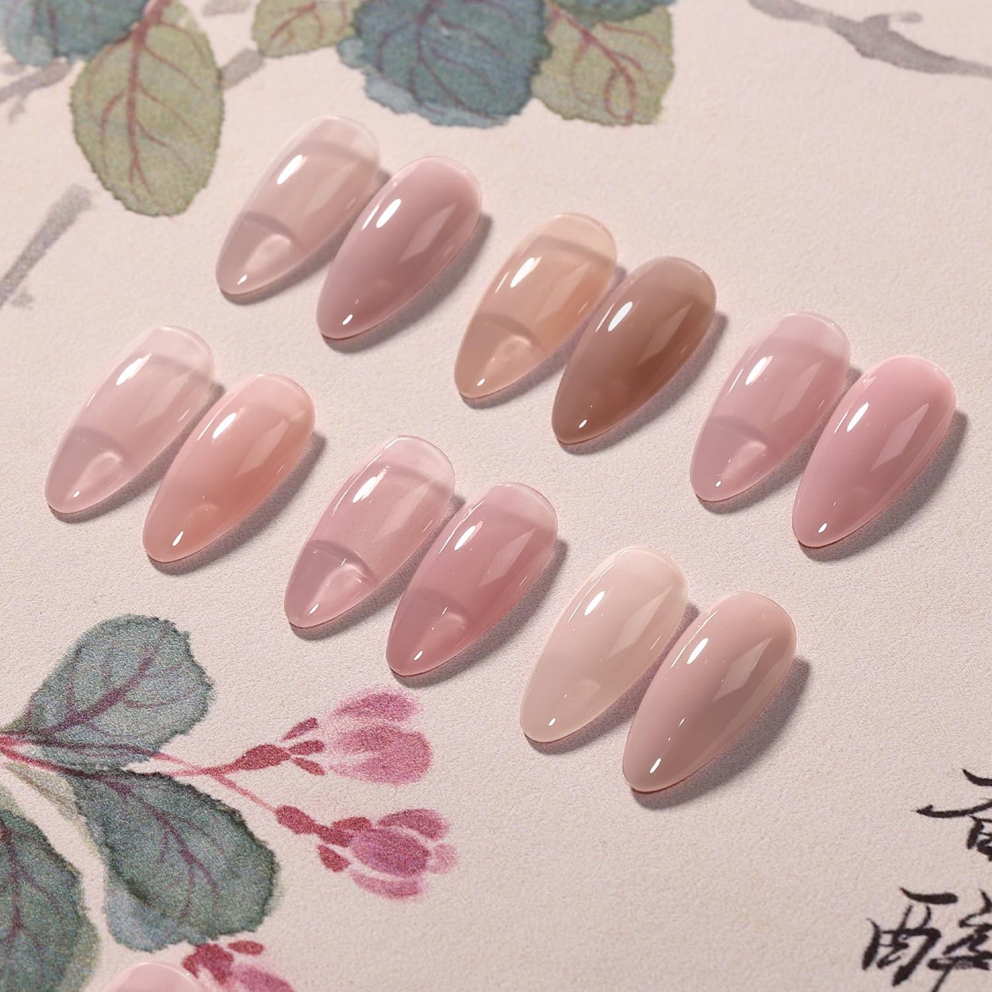 GAOY Jelly Nude Pink Gel Nail Polish Set, 6 Transparent Colors Sheer Brown Soak Off UV Light Cure Gel Polish Kit for Salon and Nail Art DIY at Home