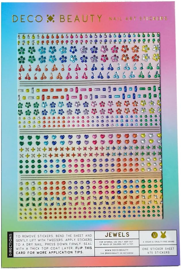 Deco Beauty Jewels Nail Stickers - Lightweight & Easy-to-Apply Nail Art with Cute & Trendy Designs - Durable & Long-Lasting Nail Stickers for Women, Ideal for DIY Manicures
