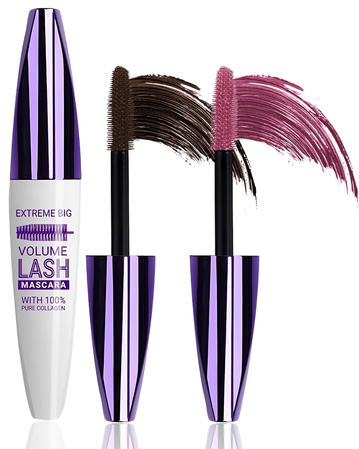 5D Burgundy Brown Mascara for Eyelashes-2Pcs Longlasting Waterproof Smudgeproof Colored rimel de pestañas,Curling Eye Lashes Fiber Mascara Volume and Length,Thanksgiving Eye Makeup Gift for Women Gril