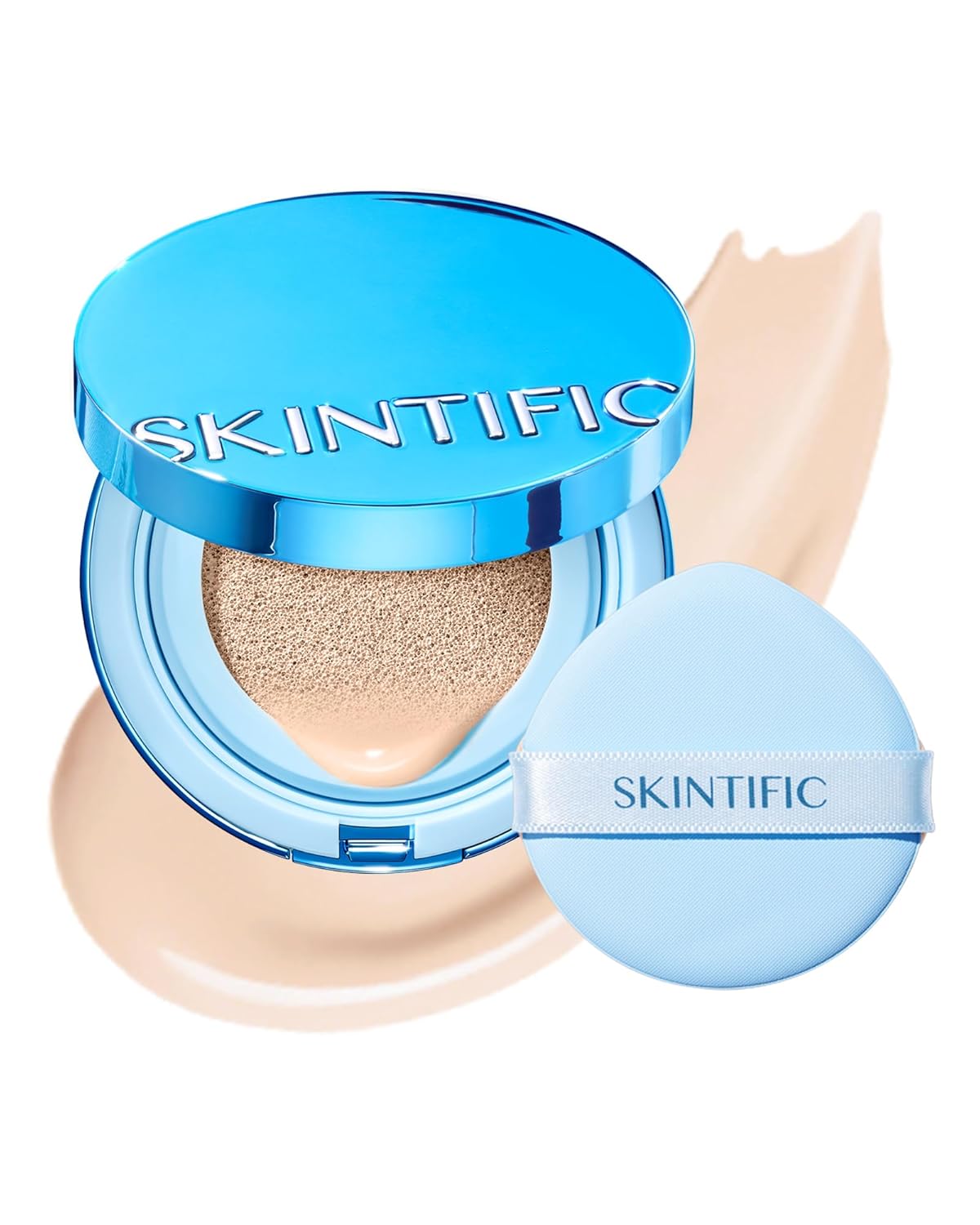 Velvet Matte Cushion Foundation Blue Ultra Cover Powder Foundation, 12h Oil-Control, Lightweight, Long-Lasting, Waterproof Korean Cushion Makeup (00N Natural Porcelain)