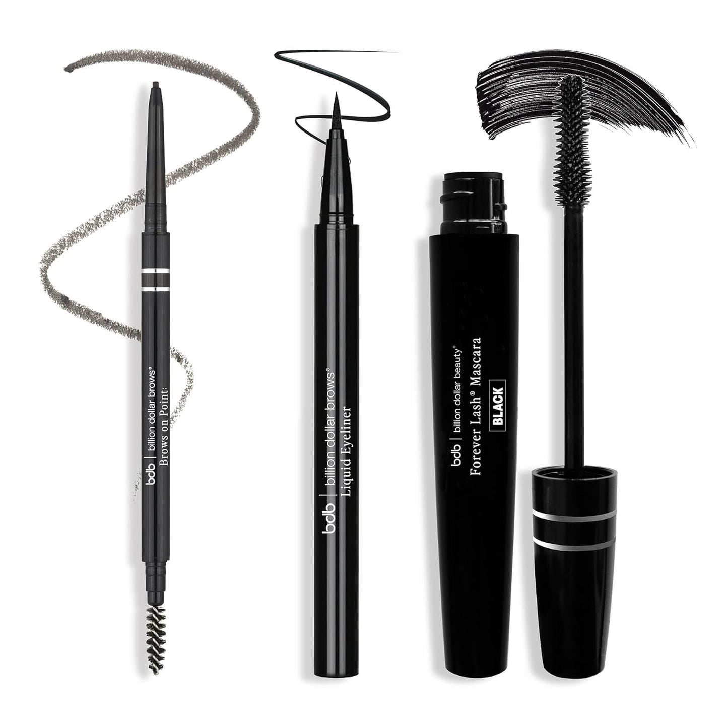 bdb Universal Eyebrow Kit - Eyebrow Pencil, Liquid Eyeliner & Mascara, Long-Lasting, Waterproof, Raven Black