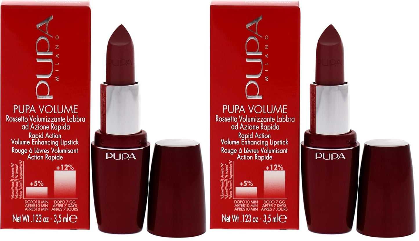 Pupa Volume Rapid Action Enhacing Lipstick - 301 Coral Pink Milano for Women - 0.123 oz Lipstick (Pack of 2)