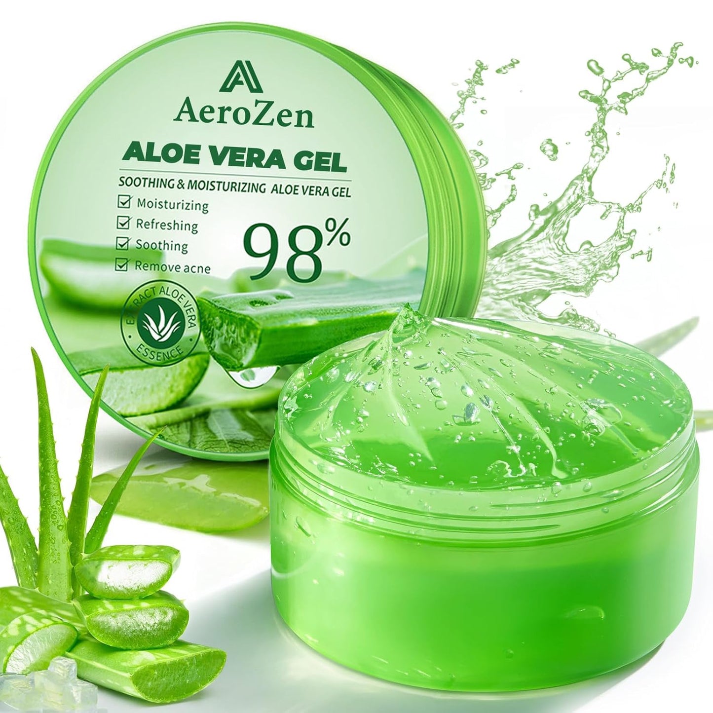 Organic Aloe Vera Gel for Face & Body Made within 12 Hours of Harvest, 98% Pure Aloe Vera Gel for Skin,Scalp,& Hair, Soothing Aloe Face Moisturizer,Multipurpose Skin Care(10oz)