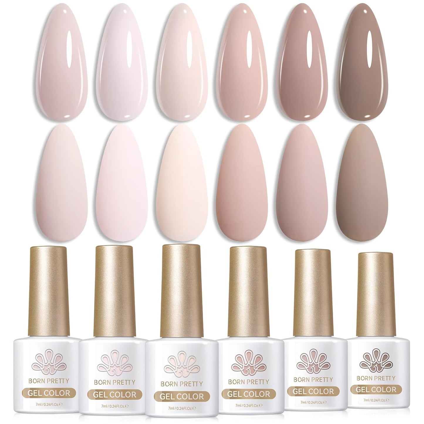 BORN PRETTY Pink Nude Gel Nail Polish 6 Colors Soak Off Nail Art Design Salon Home Manicure Gift