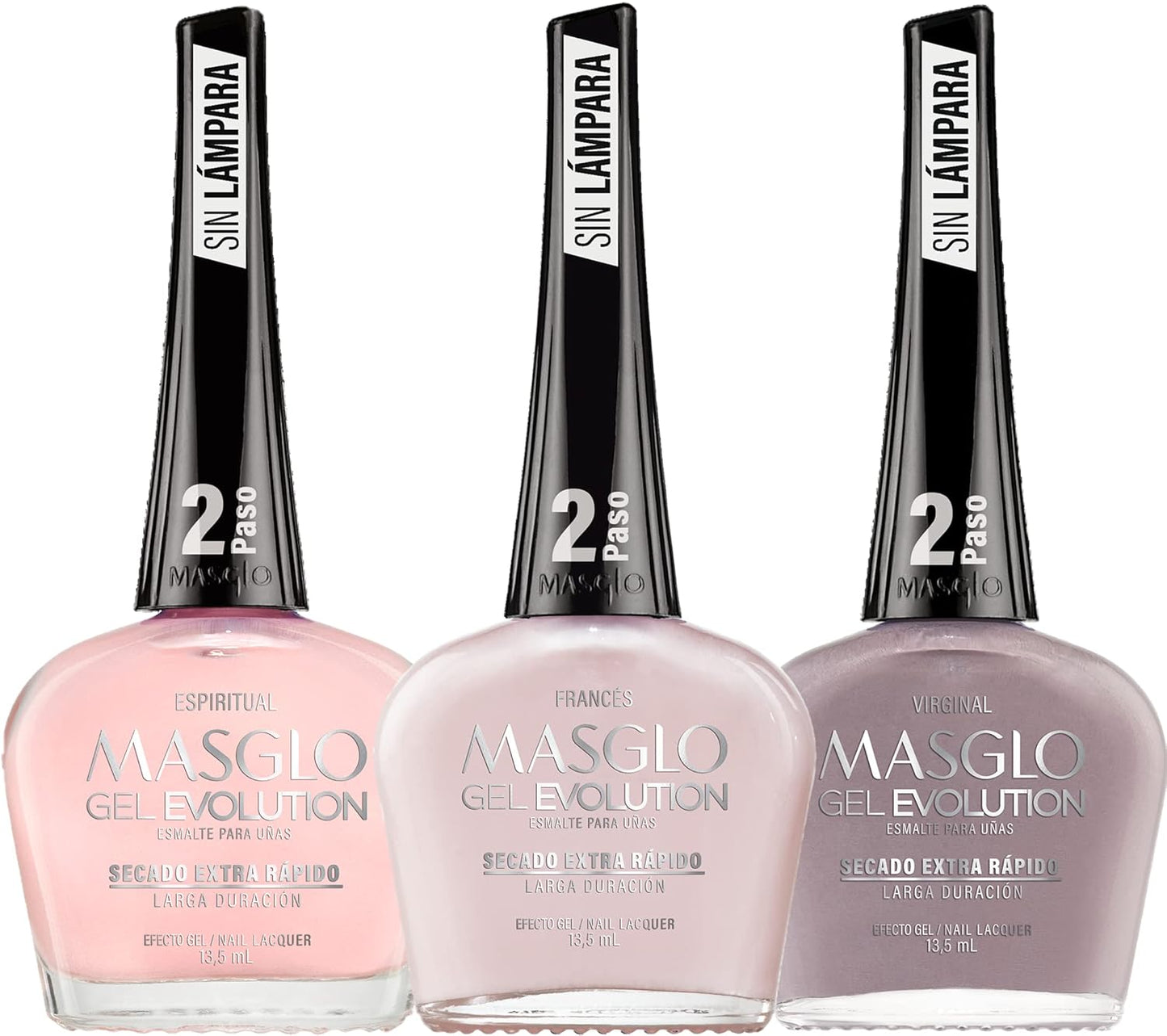 MASGLO Gel Evolution – Set of 3 Nail Polishes No UV/LED Lamp Needed, Fast-Drying, 12-Day Wear, 14-Free Formula, High-Gloss Finish, vegan (0.5 oz Each)