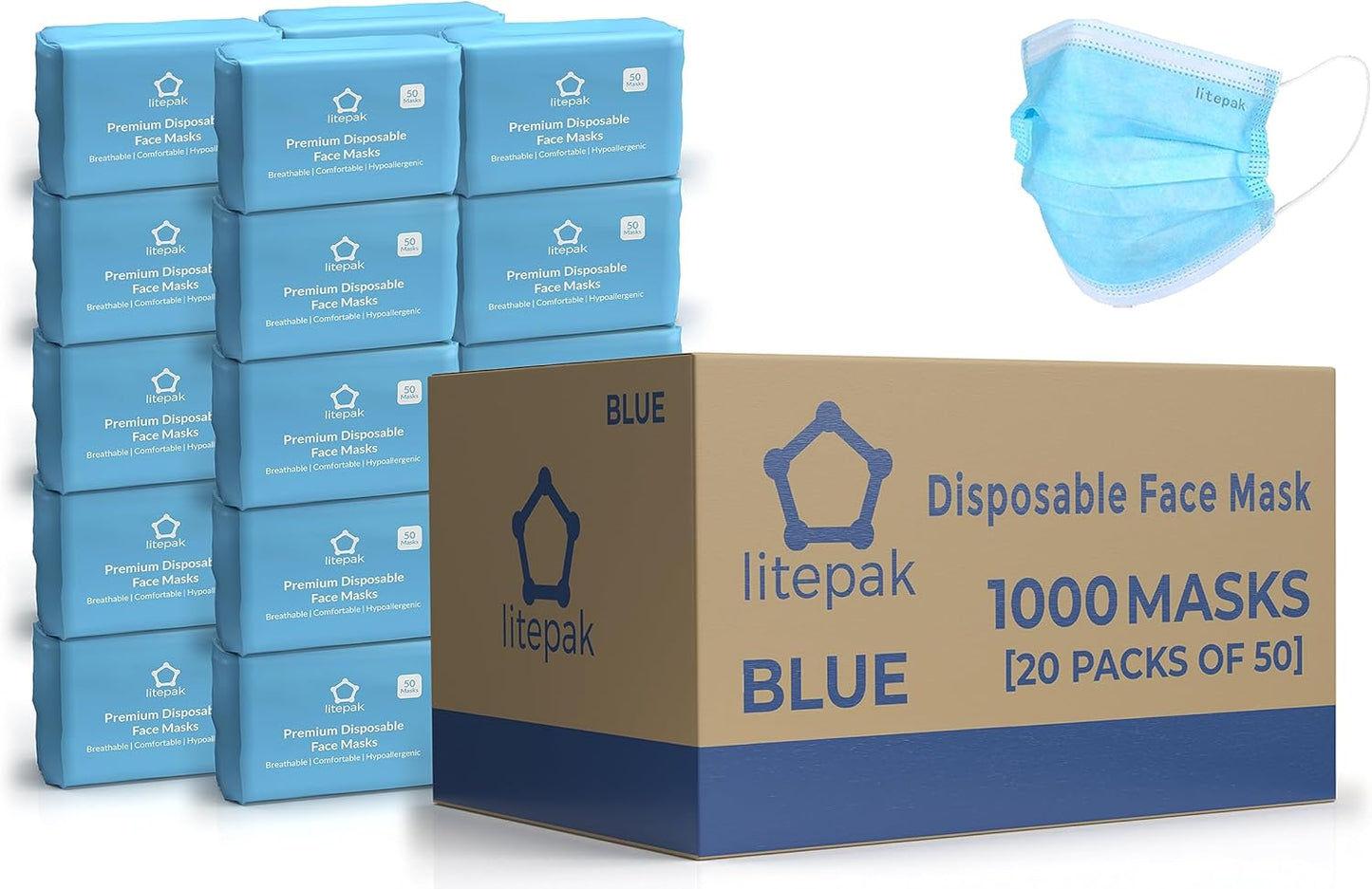 Disposable Face Masks - 1,000 PCS - for Home & Office - Breathable & Comfortable Filter