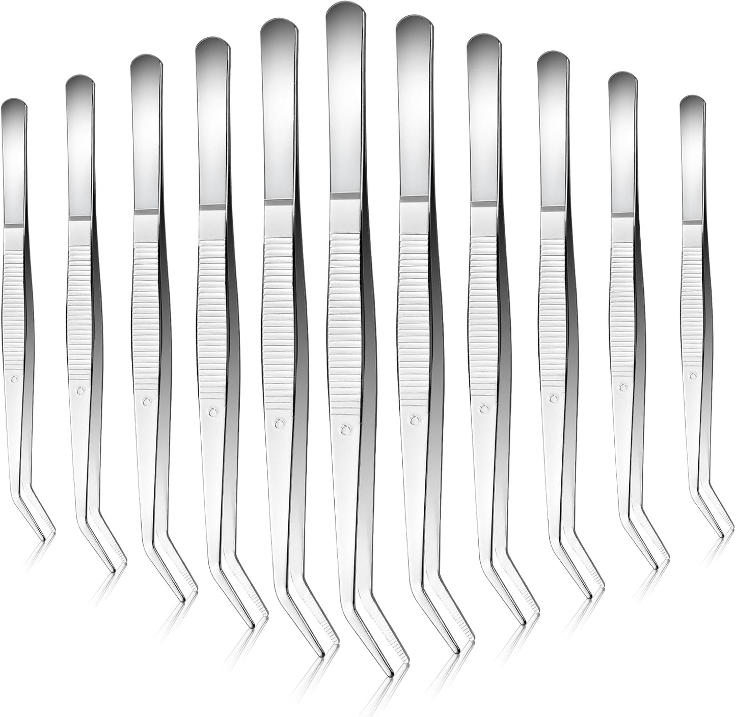 35 Pcs Carbon Steel Tweezers with Curved Serrated Tip, Multipurpose Craft Tweezers Non-Slip Forceps for Sewing Repairing