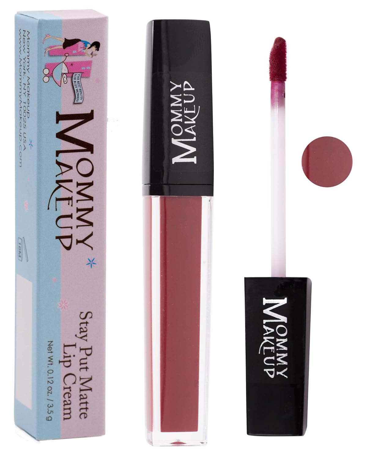 Mommy Makeup Stay Put Matte Lip Cream - Kiss-proof, Transfer-proof, Waterproof, Long Lasting Lipstick - Non-Drying Formula Infused with Vitamin E (Harlow)