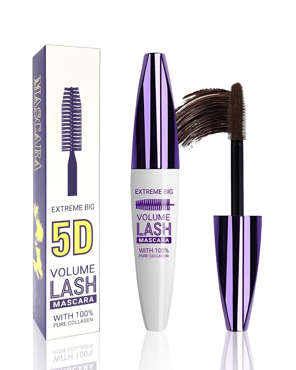 5D Brown Waterproof Mascara Volume and Length, Colored Fiber Mascara for Eyelashes, Longlasting Curling Colorful rimel de pestañas, Mother's Day Eye Makeup Gift for Older Women 60 Plus Girl