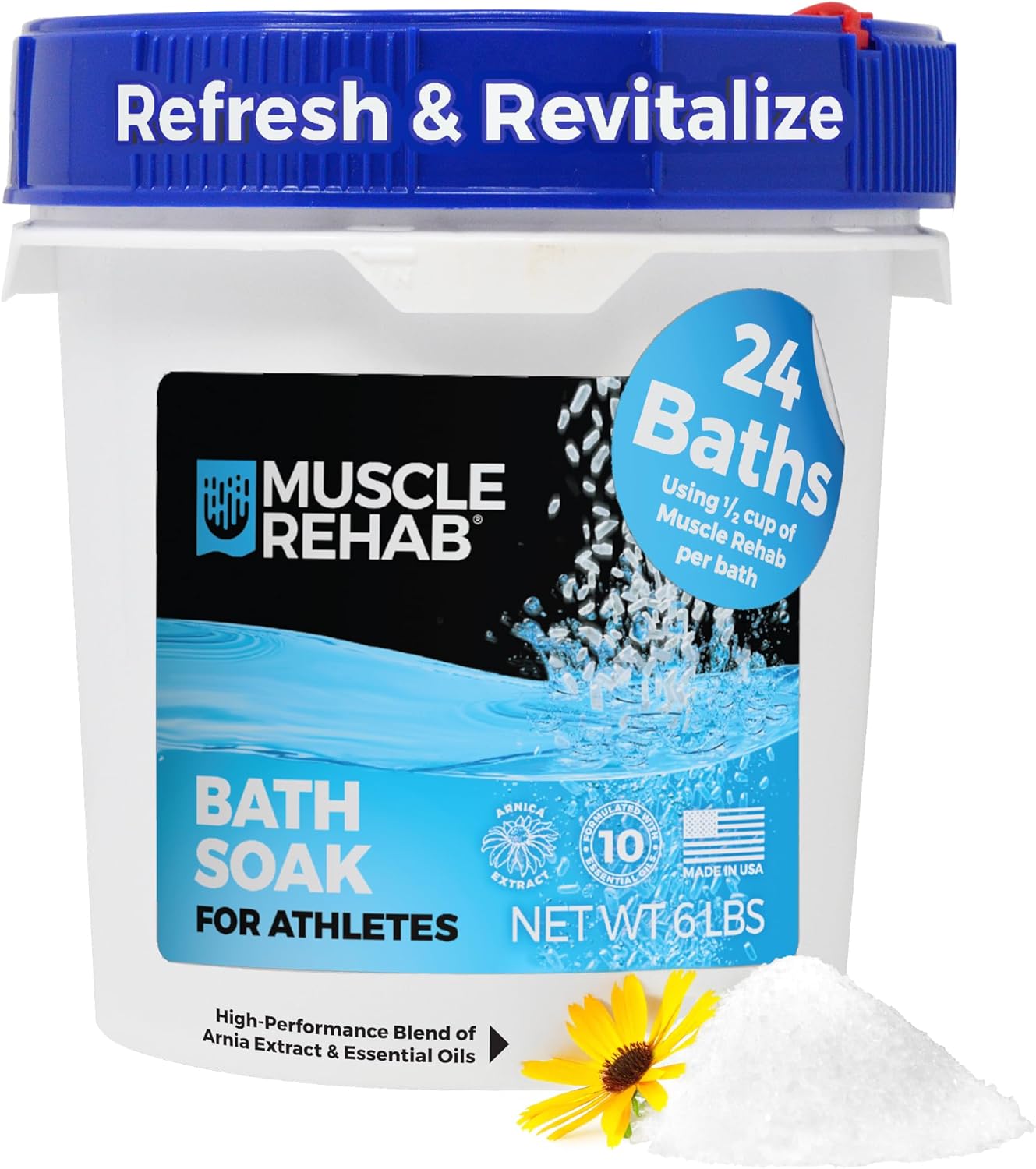 Muscle Rehab| Arnica Bath Soak with Essential Oils | Pain Relief for Sore Muscles, Joints & Foot Ache | Magnesium Flakes Bath Salts for Muscle Recovery, Relaxation & Wellness