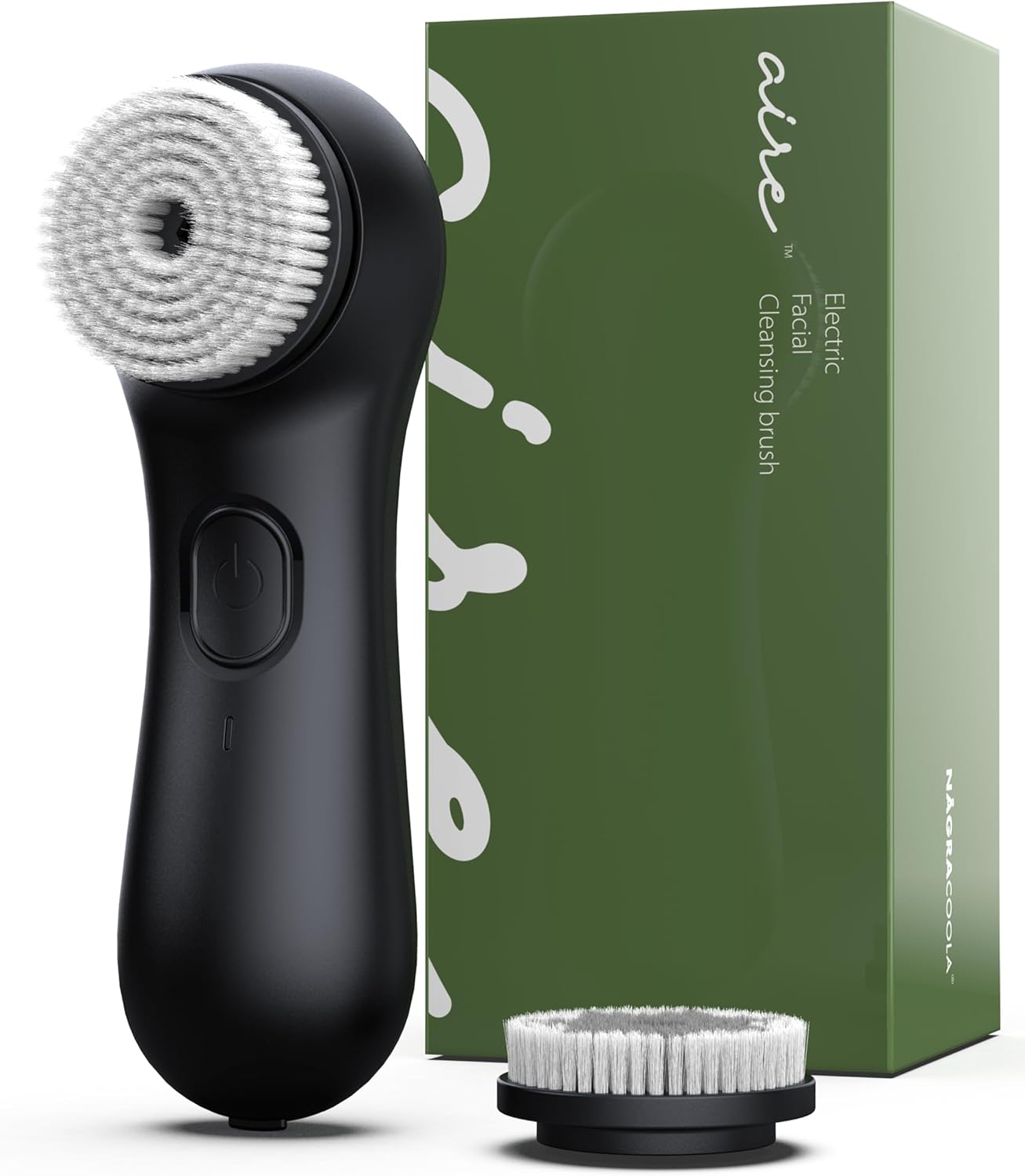 NågraCoola Electric Facial Cleansing Brush – Rechargeable Waterproof Face Scrubber for Women & Men, 2 Brush Heads for Deep Pore Cleansing & Gentle Exfoliation, 3 Speeds, Auto-Timer