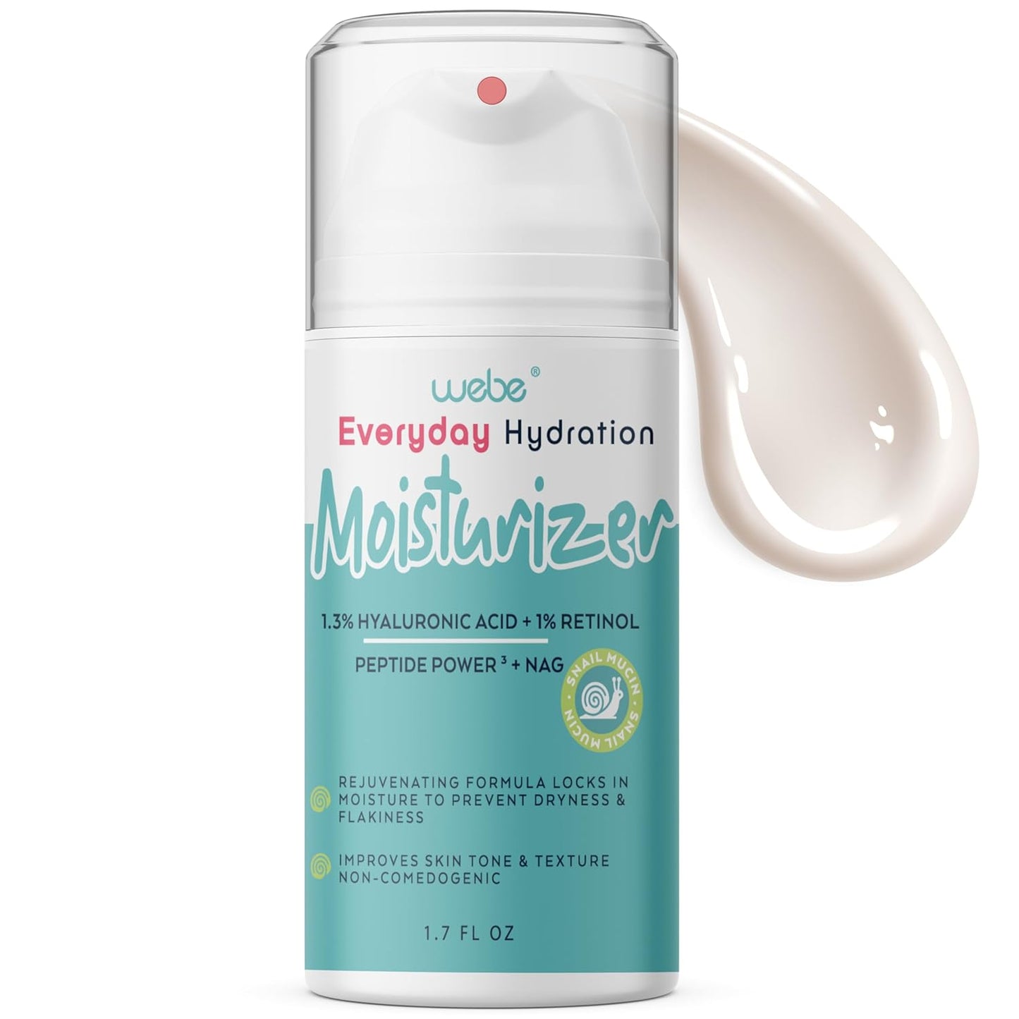 WEBE Hydration Snail Mucin Moisturizer β Advanced Anti-Aging Cream with Hyaluronic Acid, Retinol & Peptides | Deeply Hydrating, Firming & Rejuvenating Face Cream for Radiant, Healthy Skin