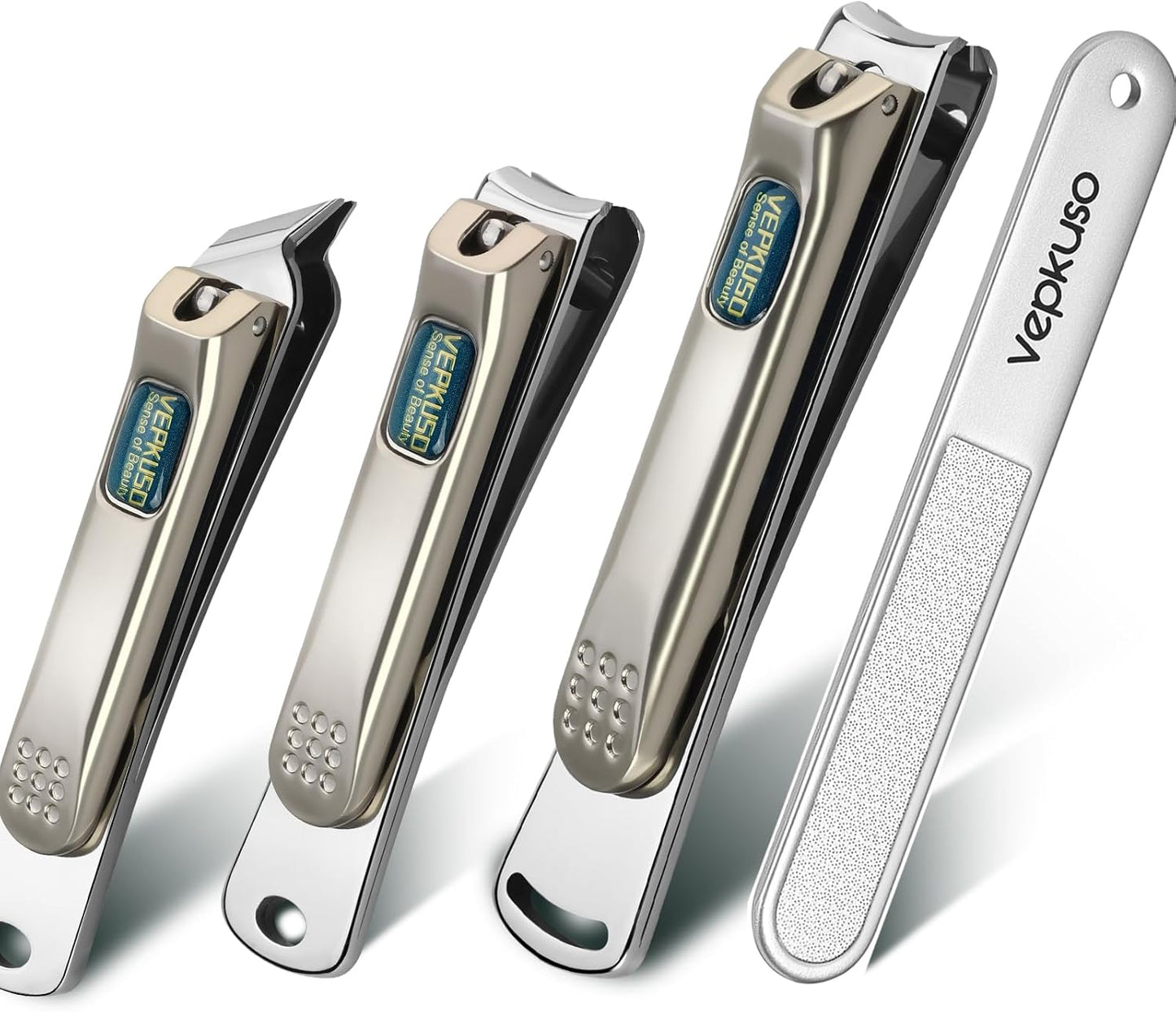 Nail Clippers for Men, Vepkuso Toenail Clippers for Thick Nails and Ultra Sharp Fingernail Clippers for Women, 4 in 1 Nail Clippers Cutter for Seinors, Gift Ideas