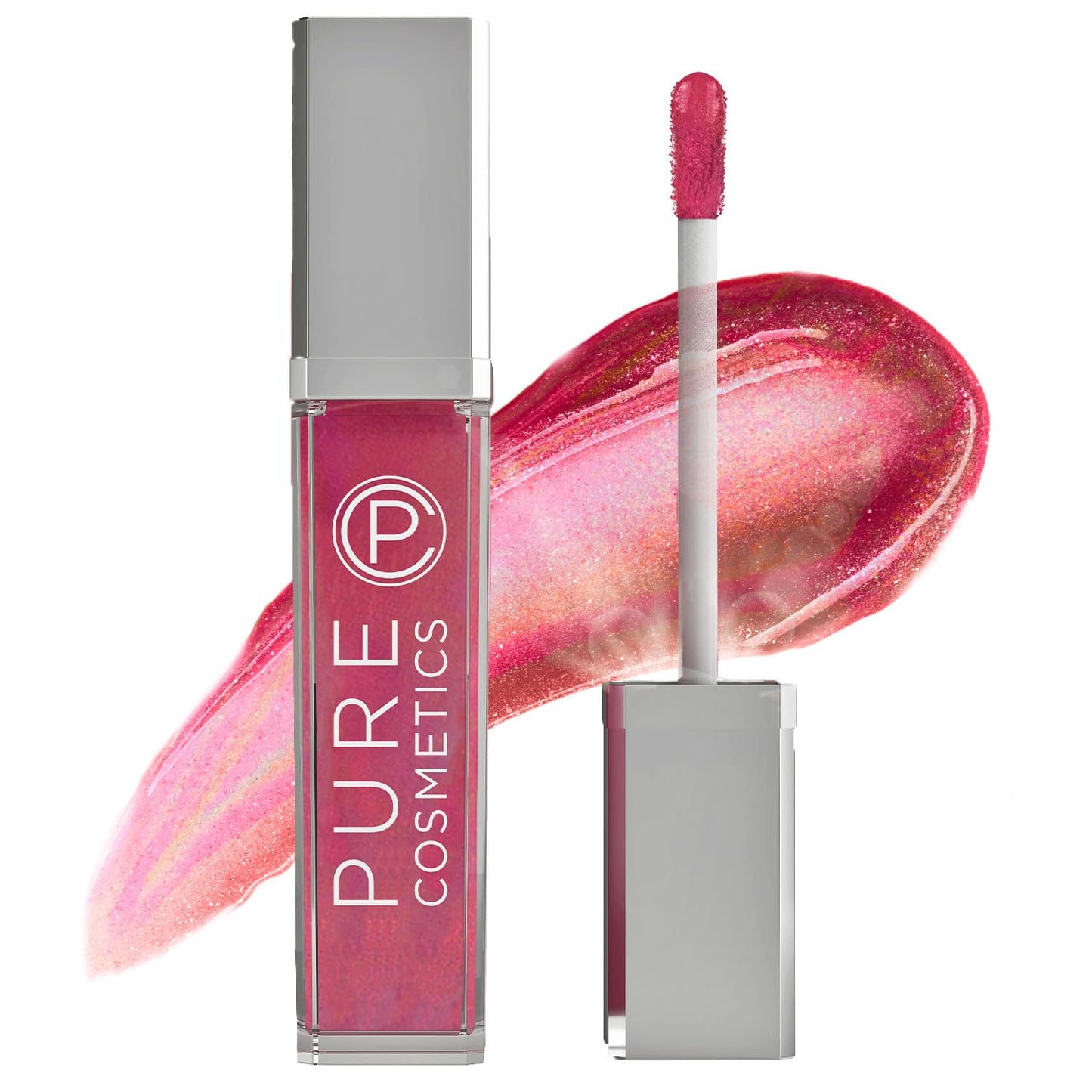 Pure Illumination Light-Up Lip Gloss with LED-Lit Applicator Brush + Side Mirror, Non-Sticky, Moisturizing Hydrating Lip Glosses with Lanolin, Jojoba Oil, & Vitamin E, Razzmatazz