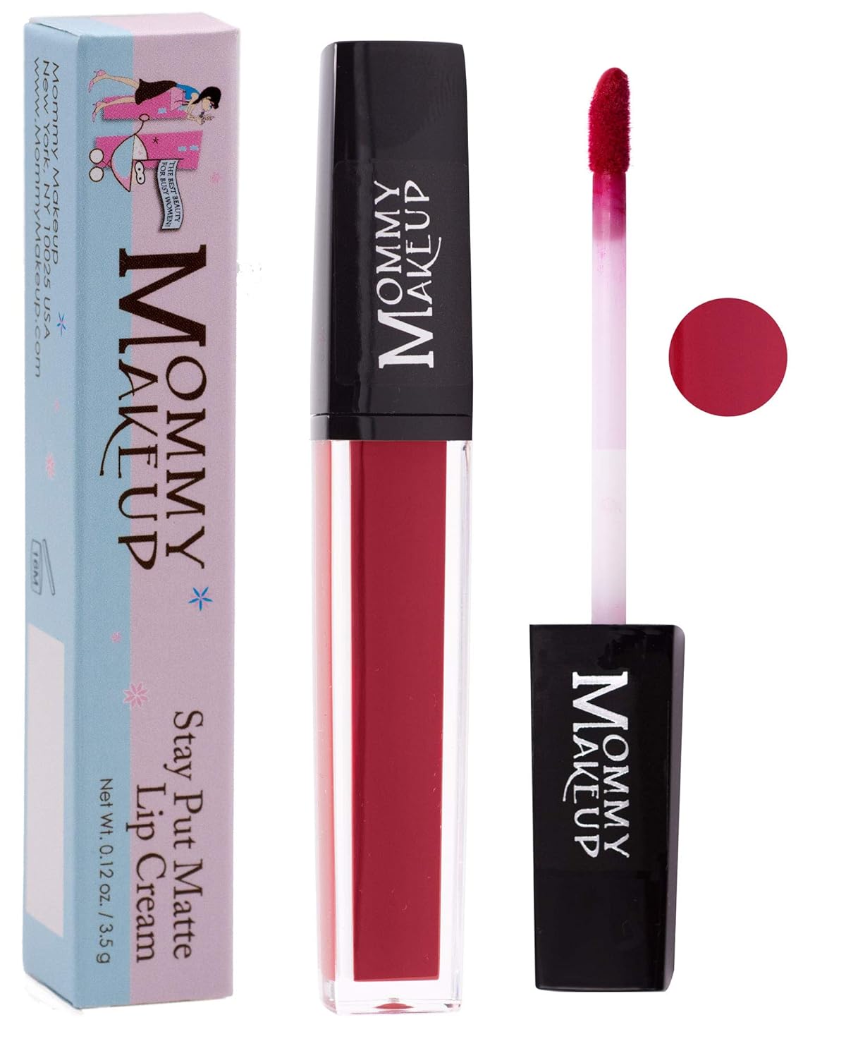 Mommy Makeup Stay Put Matte Lip Cream - Kiss-proof, Transfer-proof, Waterproof, Long Lasting Lipstick - Non-Drying Formula Infused with Vitamin E (Miss Scarlet)
