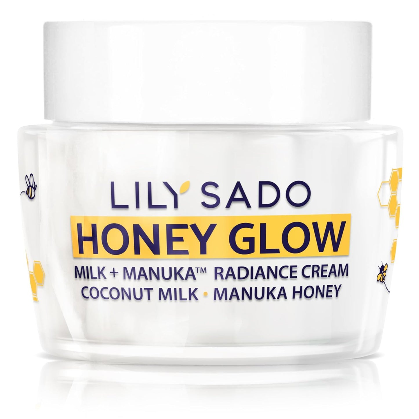 LILY SADO HONEY GLOW Radiance Cream Face Moisturizer - Natural Daily Facial Lotion w Manuka Honey, Coconut, Apricot, Gotu Kola, and VITS B5 & E - Amazing Anti Aging Formula. 2 oz