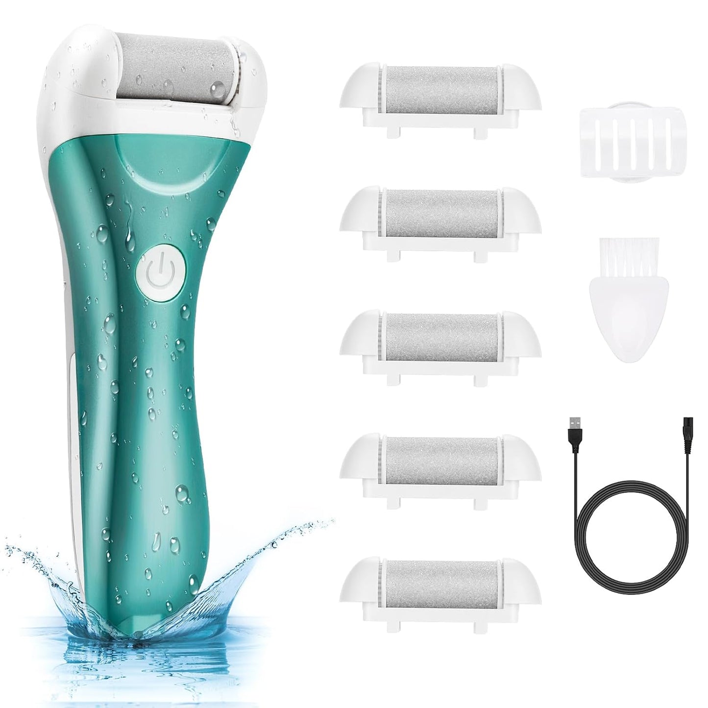 Callus Remover for Feet, Nicebirdie Electric Foot File Callus Removers Rechargeable Waterproof Pedicure Tools Foot Scrubber Shaver Feet Care Tool for Cracked Heels Dead Skin (Green)