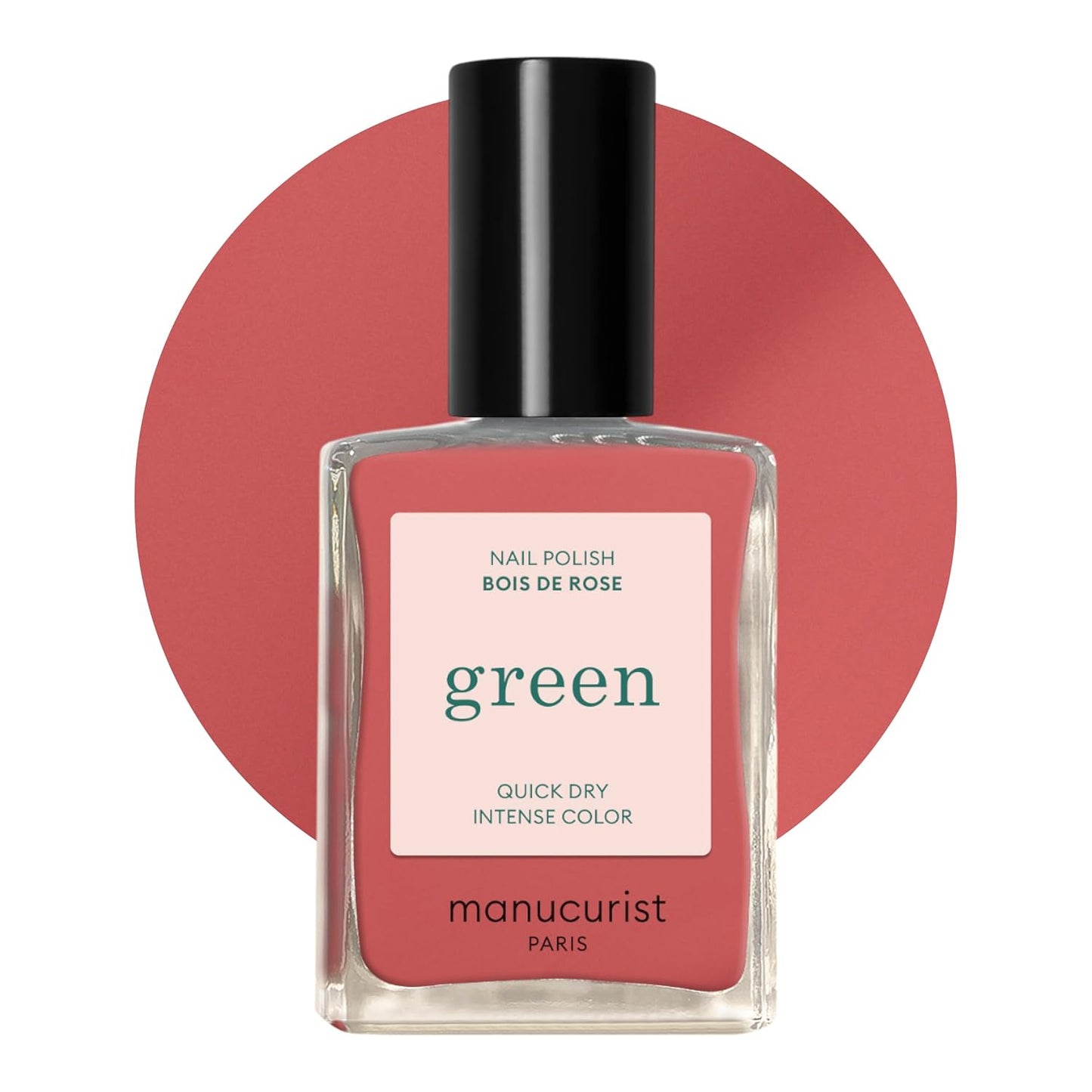 Manucurist - Green Bois de Rose Nail Polish - Dusty Pink Nail Polish - 9-Free, Vegan and Plant-Based - Manicure - Made in France - 0.5 fl oz