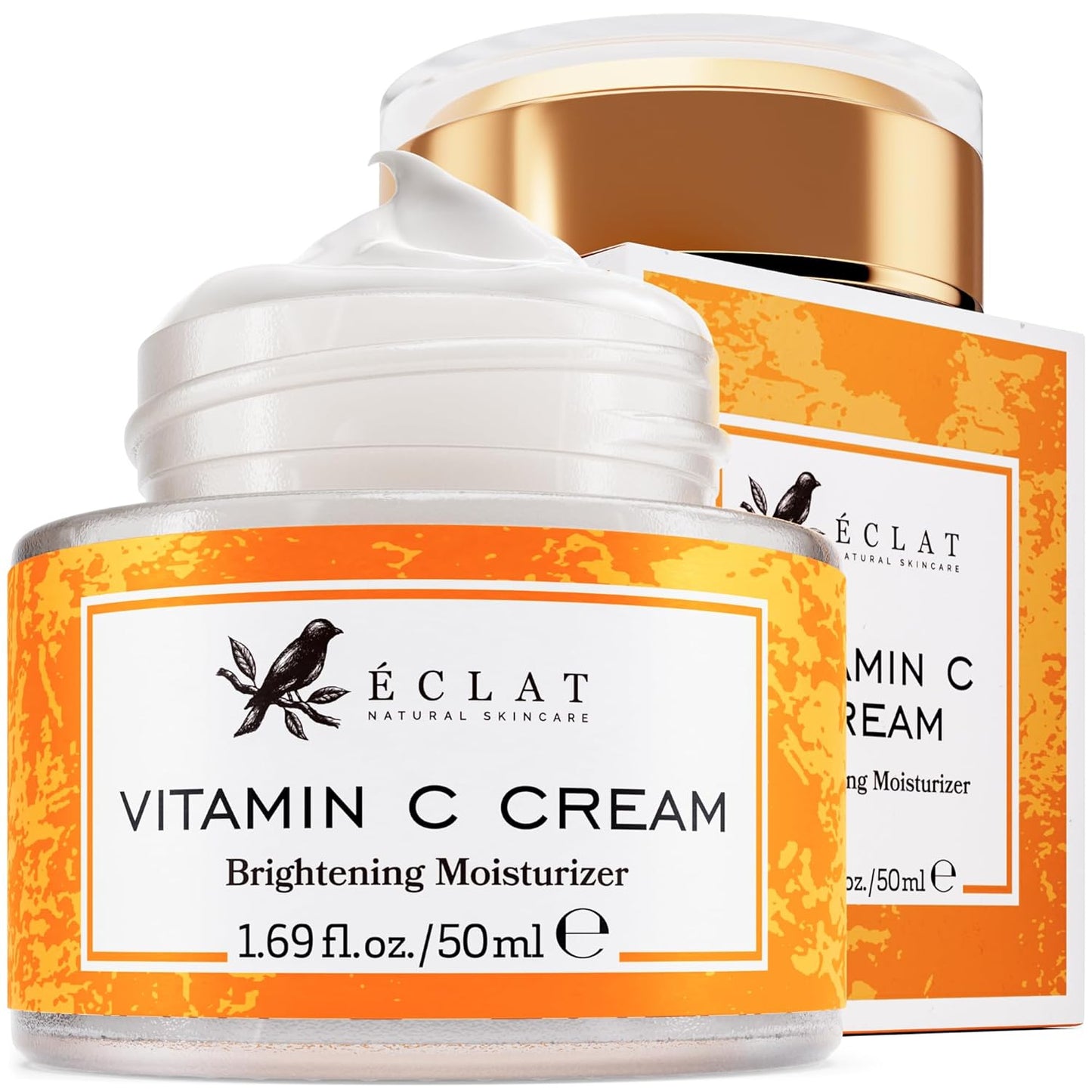 Eclat Skincare Vitamin C Moisturizer for Face with Hyaluronic Acid & Squalane - Face Brightening Cream - Anti Aging, Firming & Hydrating Vitamin C Cream for All Skin Tone 50 ml