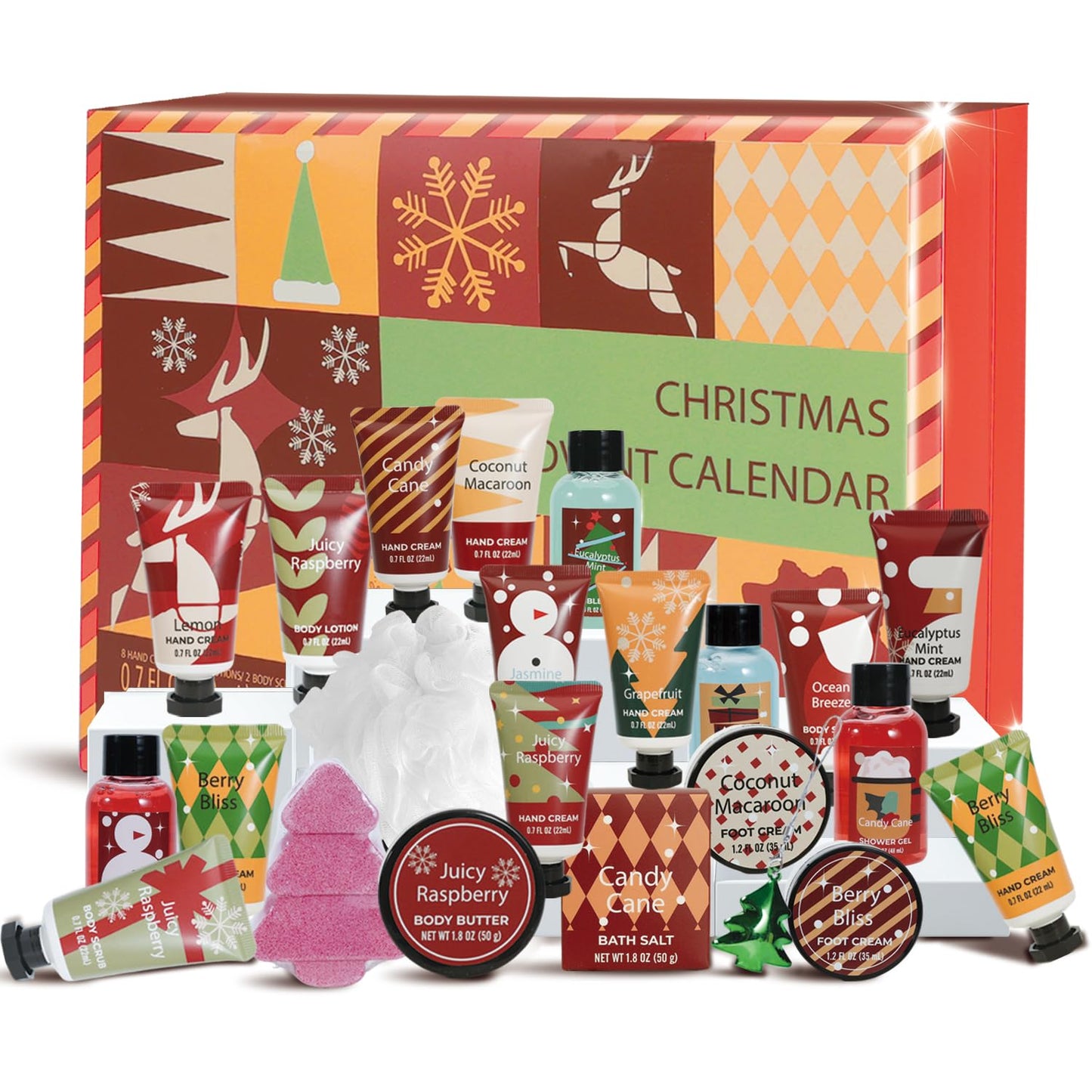 2025 Limited Edition Advent Calendar, Christmas Gifts Hand Cream Gifts Bath Sets for Women, 24 Days Surprise Luxury Box Gifts with Hand Cream Hand Lotion, Body Scrub, Bath Bomb