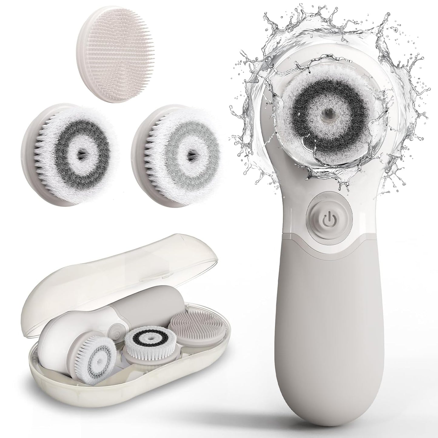 Face Scrubber with 3 Brush Heads & 2 Speeds - Deep Cleaning, Exfoliating, and Massaging for All Skin Types - Facial Cleansing Brush Includes Silicone Head, Travel Case & Free-Plastic Packaging