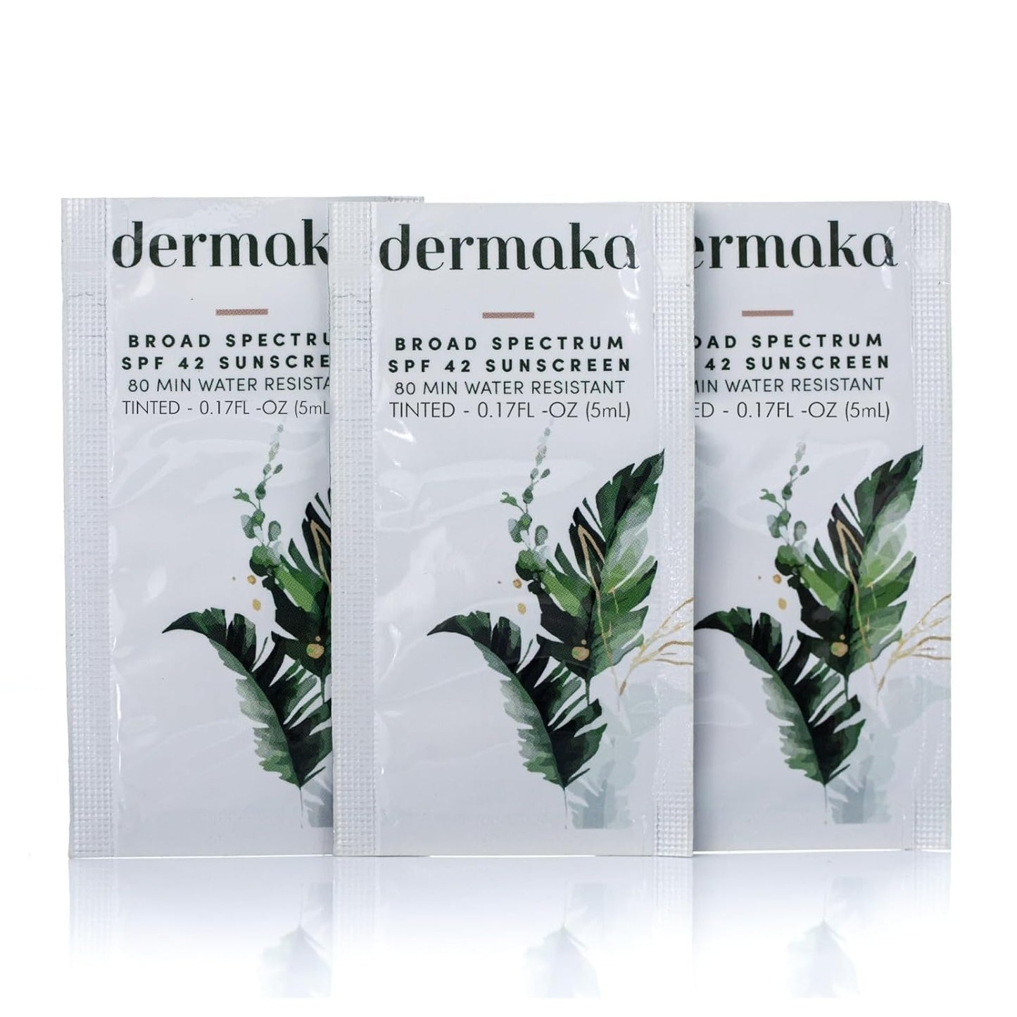 Dermaka Tinted Sunscreen SPF 42 for Face & Body – 2-in-1 Lightly Tinted Mineral Sunscreen with Zinc Oxide & Titanium Dioxide – Skin Soothing, Water-Resistant 80 Min, 5ml 25 sachets