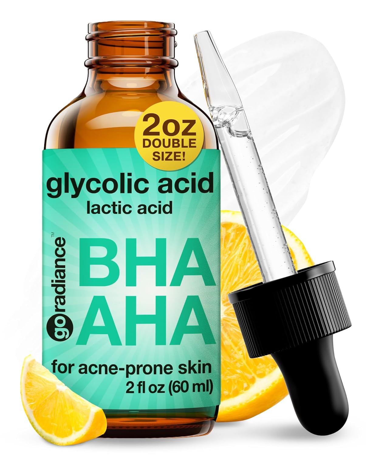2X Bigger 2oz Glycolic Acid Exfoliant, 5% AHA BHA Serum with Salicylic & Lactic Acid for Acne-Prone Skin, Gentle Peel for Oil Control & Pore Refining