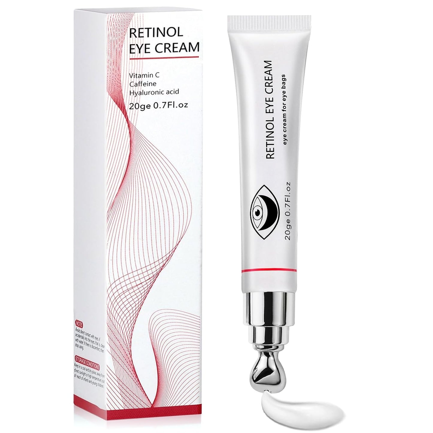 Instant Reduction of Eye Bags-Retinol Eye Cream Dark circles,Relieves Dark Circles And Puffiness, Youth Eye Cream: Smooth Wrinkles,Hydrating, Tightens The Delicate Skin Under The Eyes 0.7 OZ -L