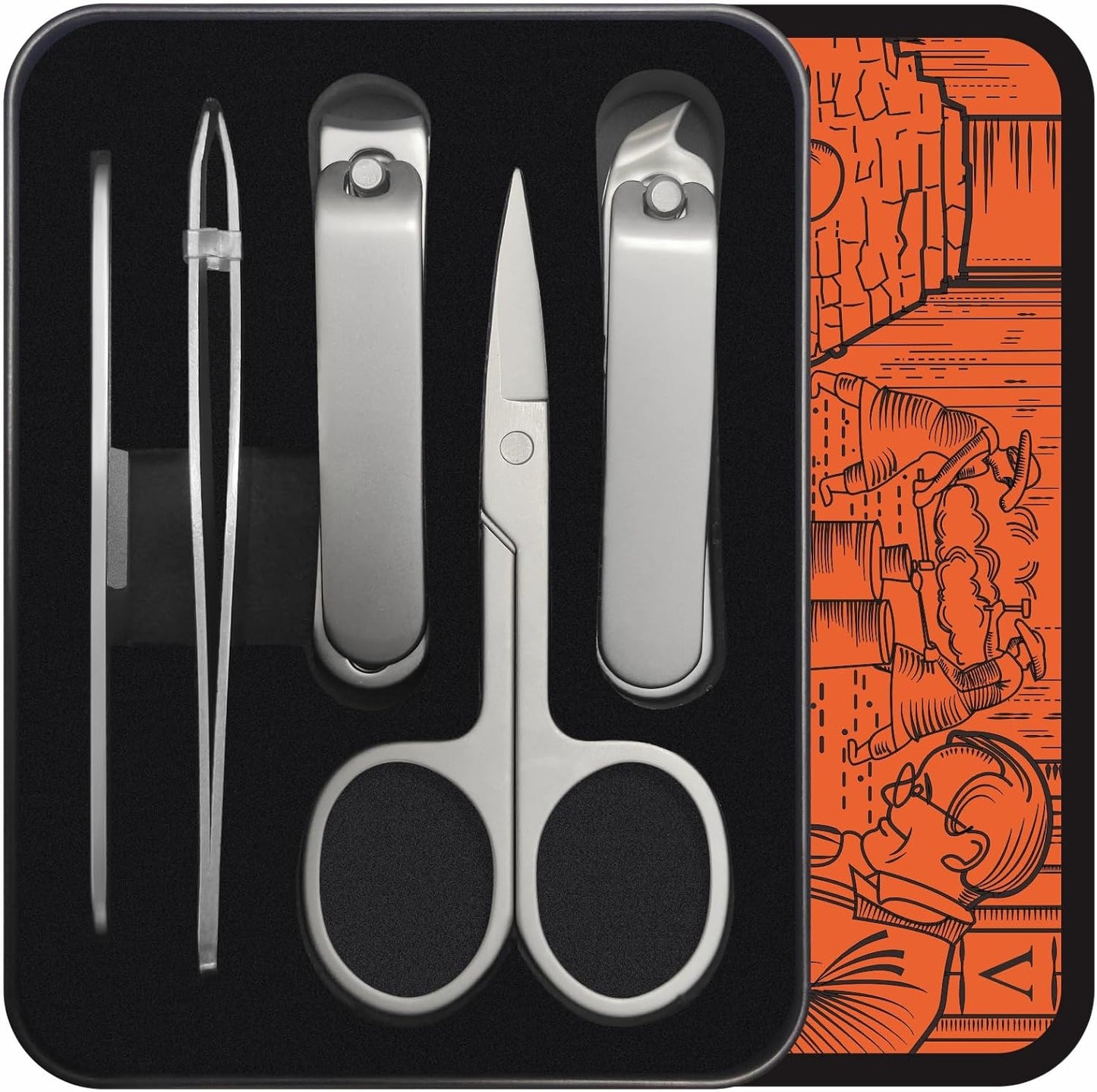 Konovo 5-Piece Nail Clippers Set,Stainless Steel Manicure Kit, Nail Grooming Travel Kit, Ail Clippers for Men, Toenail Clippers or Nail Cutter, Fingernail Clippers For Women, Manicure and Pedicure Kit