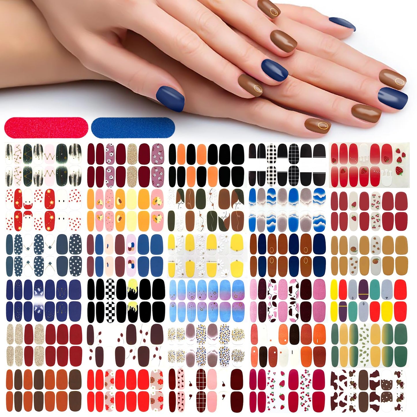 DANNEASY 30 Sheets Nail Polish Strips Full Nail Wraps for Women Gel Nail Strips Self Adhesive Nail Polish Stickers Stick On Nails Fingernails Manicure Sticker Nail Art Accessories with Nail File