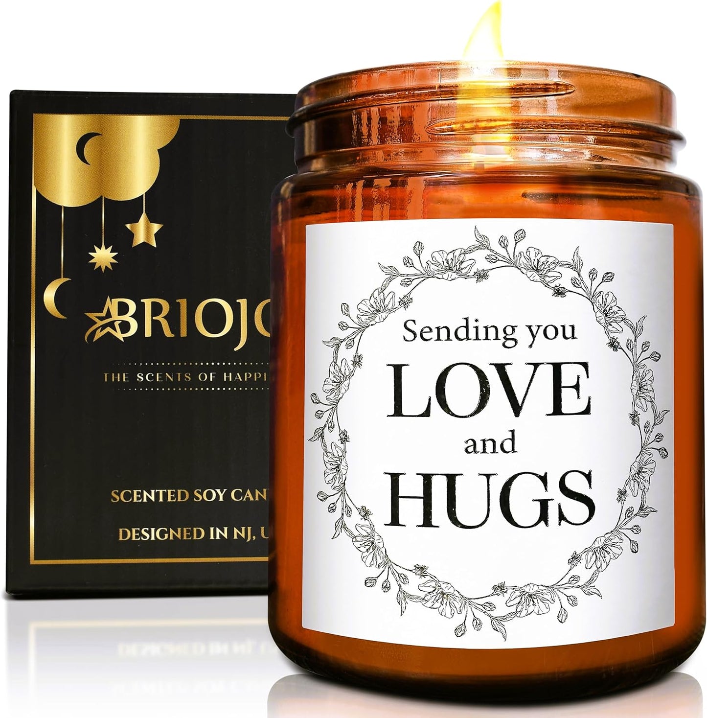 Sending You Love & Hugs Candle - Friendship Gifts for Women, Men, Best Friend, Sister - Relaxing Gifts for Her, Him - Natural Soy Wax Jasmine Essential Oil Calming Candles for Stress Relief