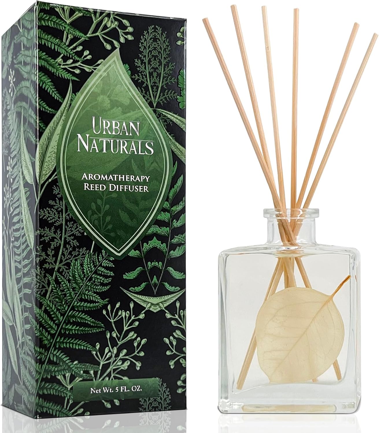 Urban Naturals Winter Eucalyptus Reed Diffuser Gift Set – Crisp Eucalyptus, Mint, Spruce, Cedar, Amber, Virginian Cedarwood – Sleek Rectangular Refillable Glass Bottle – Made in The USA