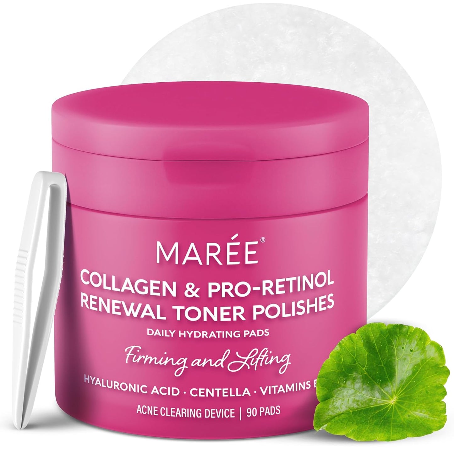 MAREE Collagen Toner Polishes - Toner Pads with Retinol - Minimizing Wrinkle Zero Pore Pads - Hydrating Toning Collagen Ampoule Pad with Retinol & Centella - Anti Aging Brightening Wipes
