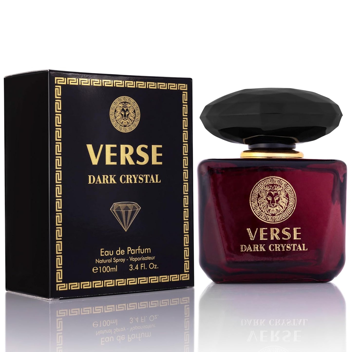 Verse Dark Crystal for Women 3.4fl Oz - Top Notes of Spicy Ginger & Cardamom with Pepper - Floral Tones of Orange Blossom & Creamy Coconut - Oriental Aroma with Warm & Musk - Elegant 100ml Bottle
