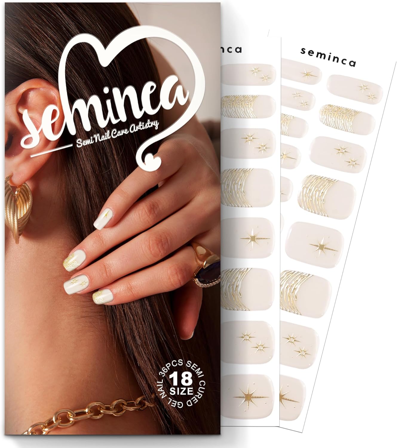 Semi Cured Gel Nail Strips-Salon Quality Semi-Cured Gel Press On Nails Stickers Quick DIY Nail Art Manicure Kits for Women at Home Works with Any UV/LED Lamps(Sparkle Glam)