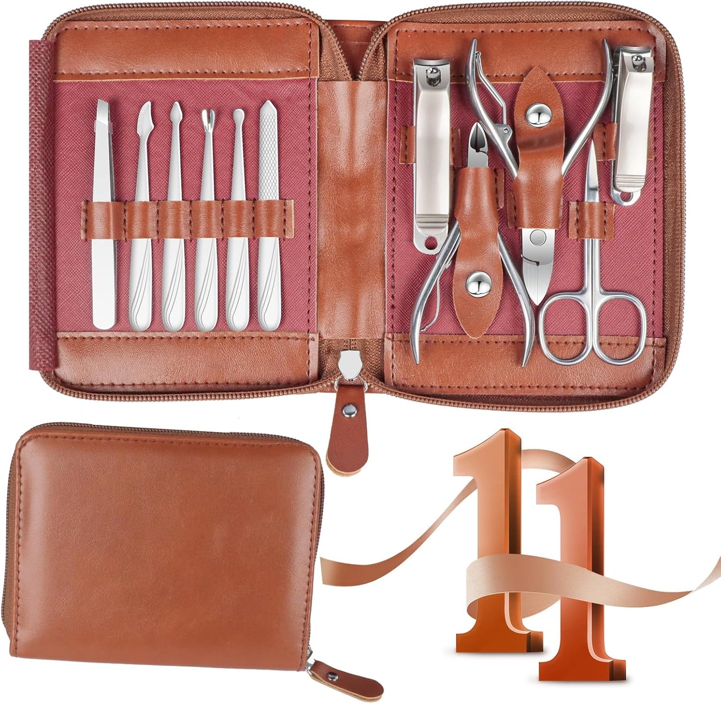 Manicure Set 11 in 1 Stainless Steel Nail Clippers for Men,Manicure Kit for Women,Nail Grooming Kit,Nail Clipper Set,Personal Care Tools