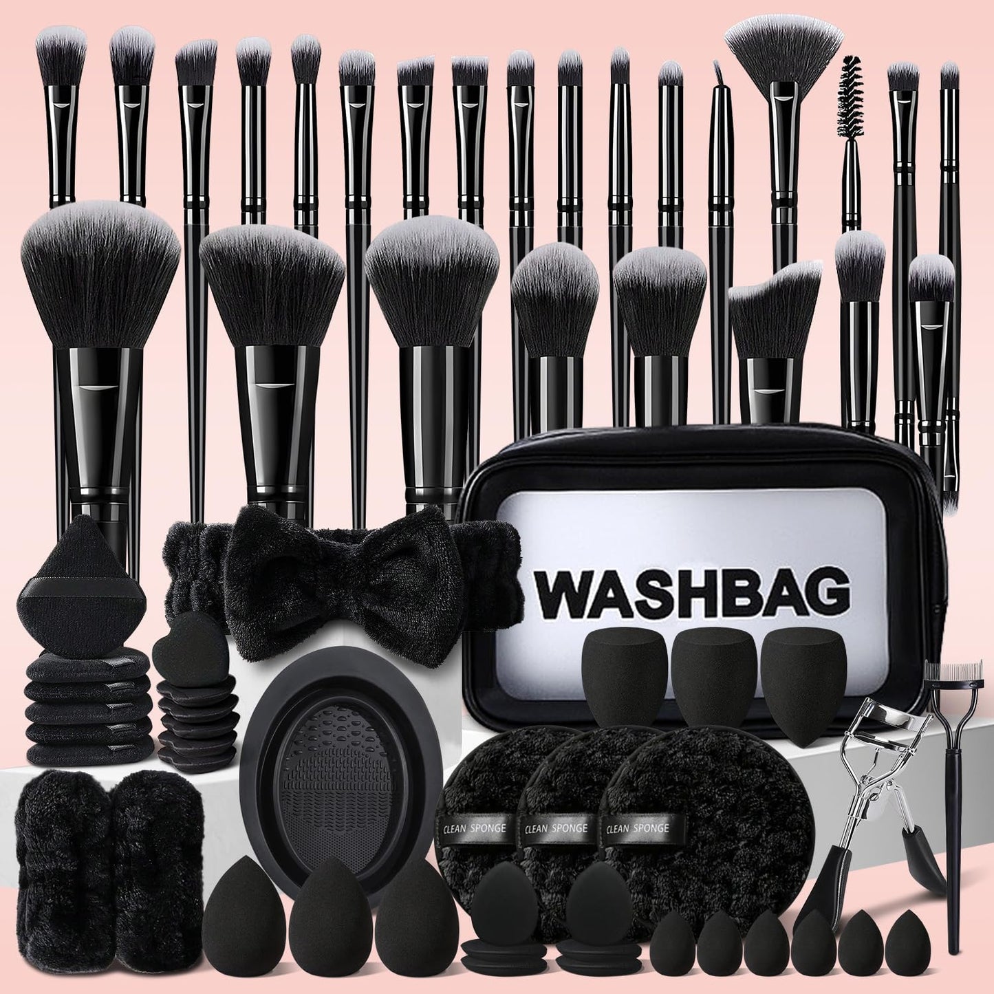 65Pcs Black Makeup Brushes Set Professional Makeup Kit Multi-functional Makeup Tool Set with Case Facial Makeup Accessories, Foundation Makeup Brush Kit Eye and Face Make up Brushes & Tools