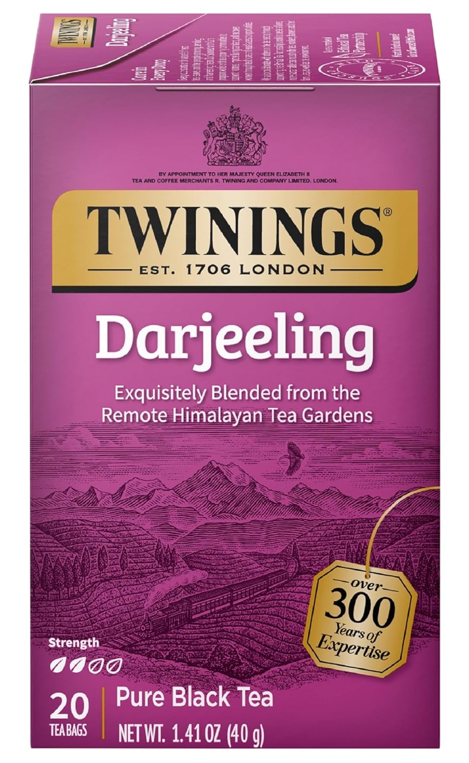 Twinings Darjeeling Black Tea Individually Wrapped Bags, 20 Count (Pack of 1), Delicate Light Taste, Caffeinated, Enjoy Hot or Iced, 20 Teabags