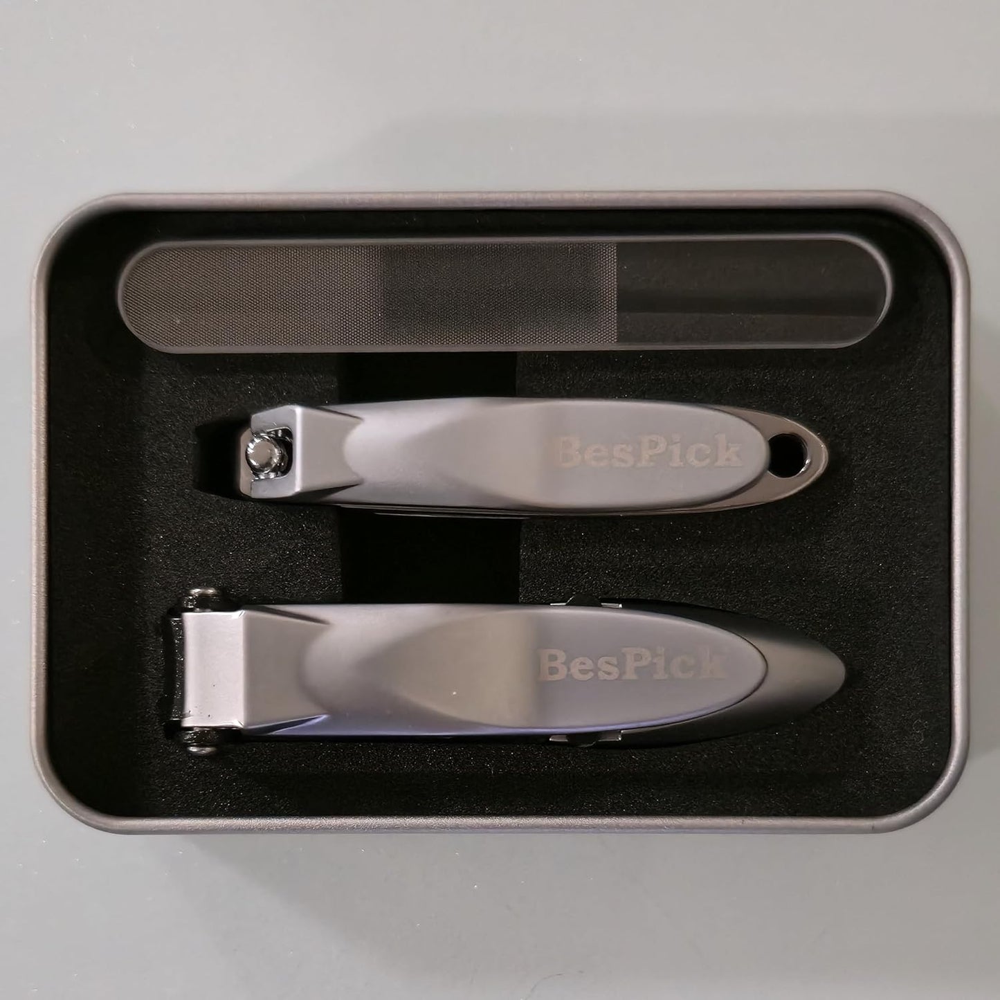 Large Sharp Heavy Duty biomimetic Stainless Steel Anti-Splash Self-Collecting Anti Splash Nail Clippers Set with Catcher, Baby Nail Clipper and Nano Glass Nail File (Silver, 3 Pieces Set)