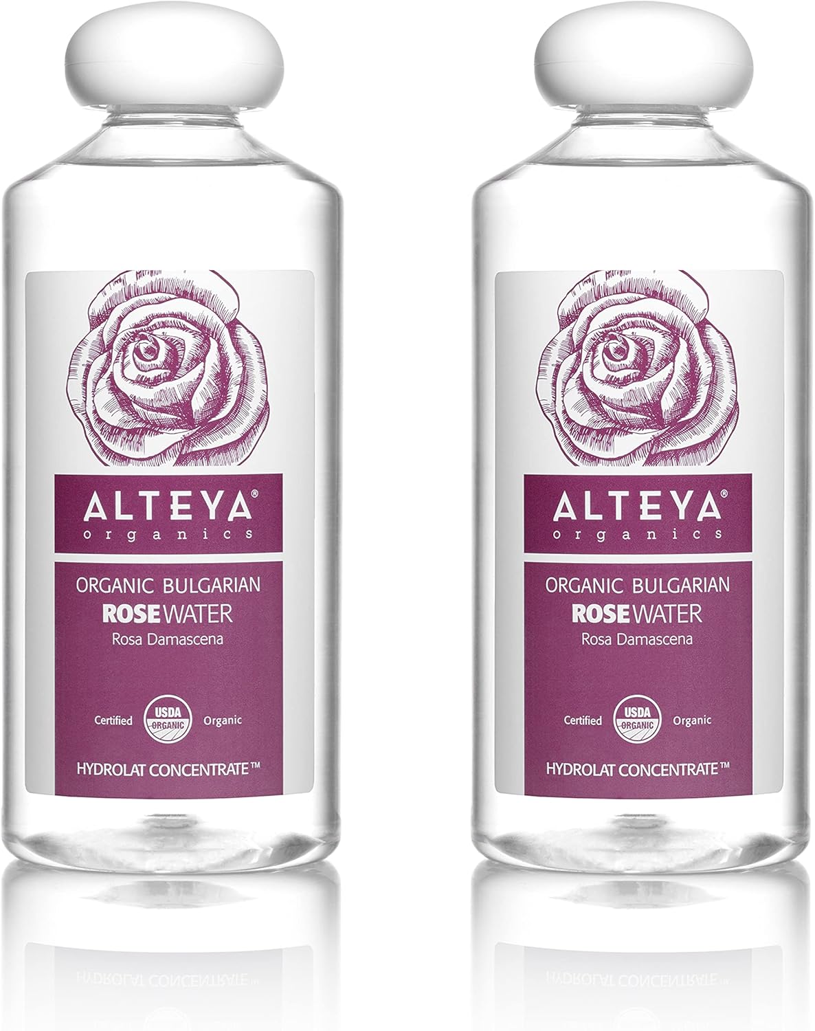 Alteya Organics Rose Water, Organic Facial Toner, 34 Fl Oz/ 2x17 Fl Oz Bundle, Pure Bulgarian Rosa Damascena Flower Water, Award-Winning Moisturizer, BPA-Free Bottle with Reducer