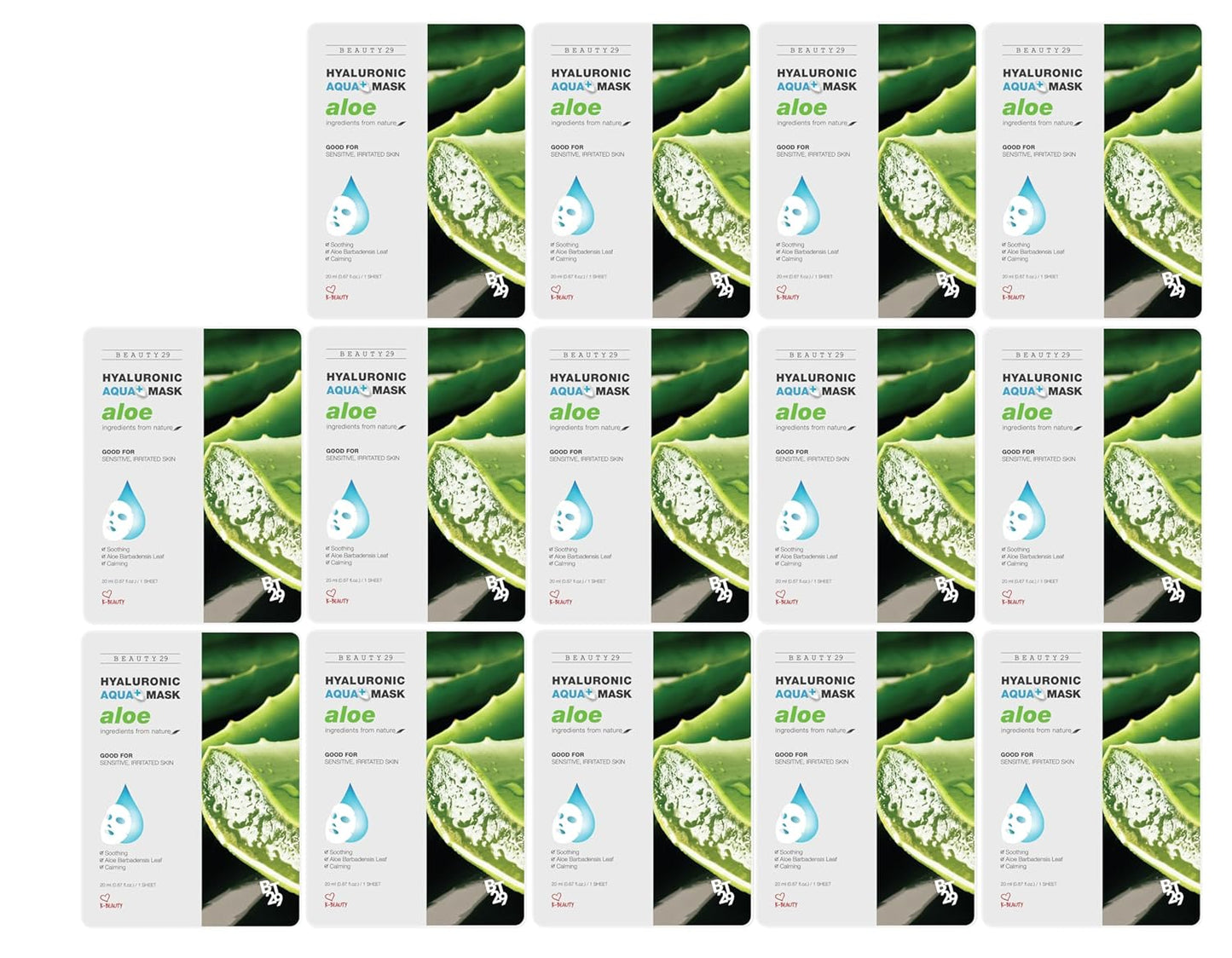 Hyaluronic Aqua Plus Essence Full Face Facial Sheet Mask 14 Sheets - 2 WEEKS SET (ALOE - 14 pack)