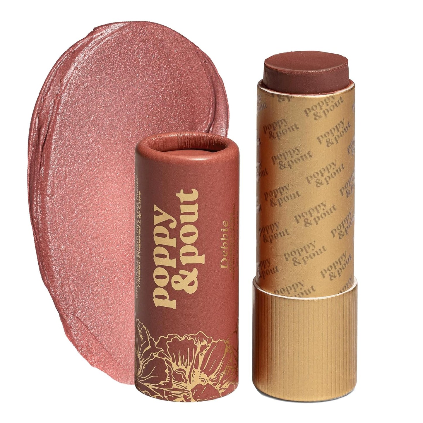 Poppy & Pout All Natural Lip Tint, Cardboard Tube, Hand-Filled, Beeswax, Vitamin E, Coconut Oil, Cruelty Free, All-Natural Shades (Debbie)