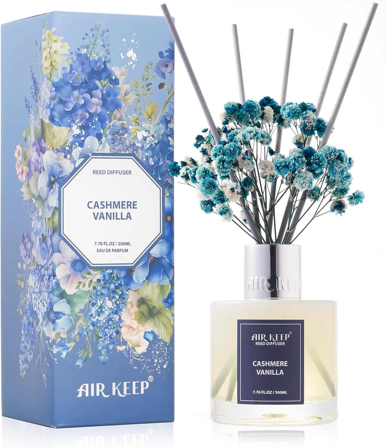 Airkeep Reed Diffuser Set/Cashmere Vanilla/6.76 fl oz(200ml)/1 Pack/Home & Office Decor Aromatherapy Diffuser Oil Gift Set