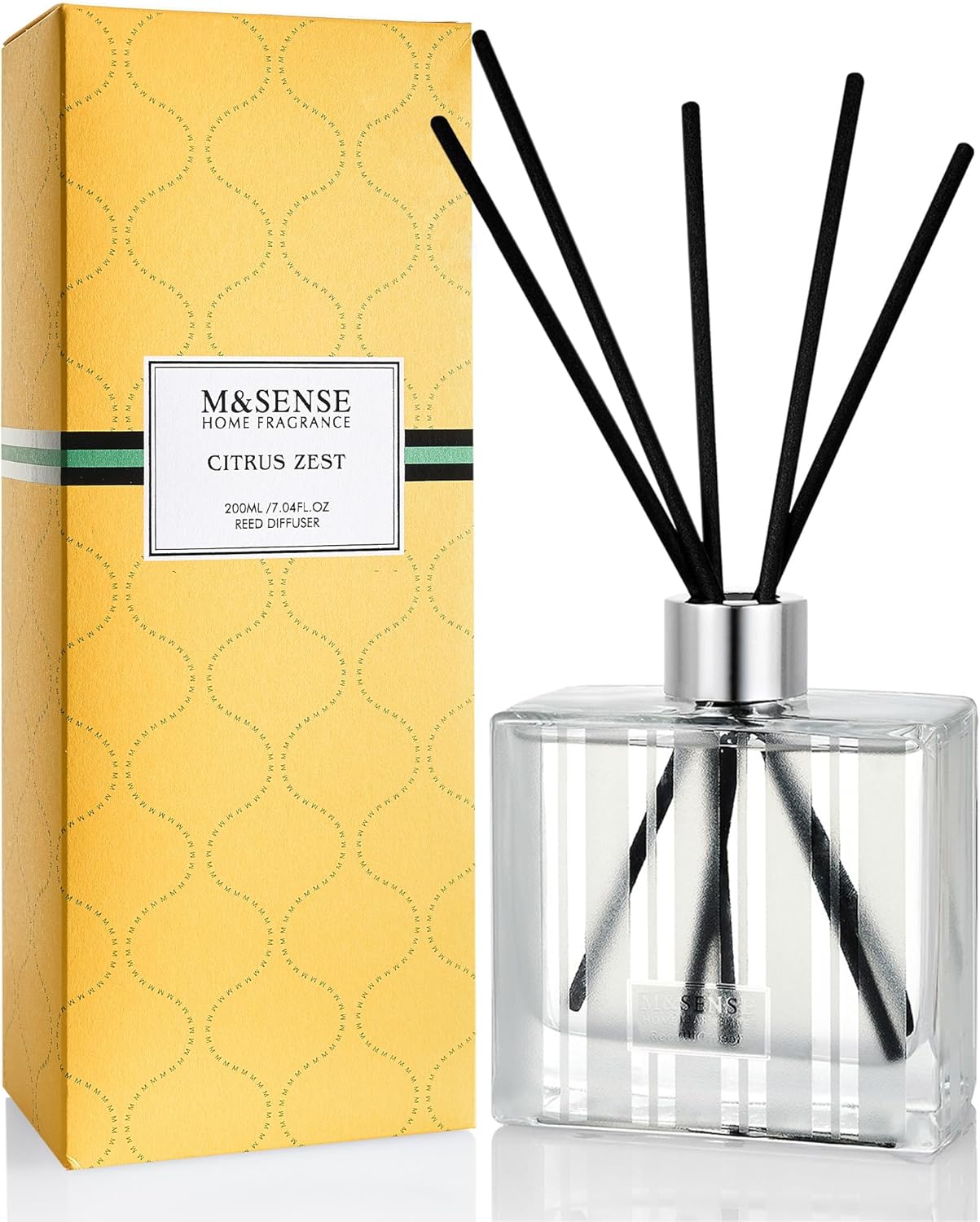 M&SENSE Citrus Zest Scent Diffuser - 7.04oz Reed Diffusers for Home, Scented Diffuser Gifts for Women, Home Fragrance Diffusers with Sticks for Bathroom Bedroom & Shelf Décor