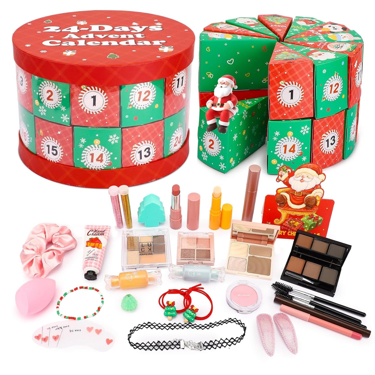 Erinde Makeup Advent Calendar 2025, 24 Days Christmas Makeup Gift Set for Women & Teen Girls, Holiday Beauty Countdown Calendar with Full Makeup & Tools, Festive Xmas Surprise Kit & Stocking Stuffers