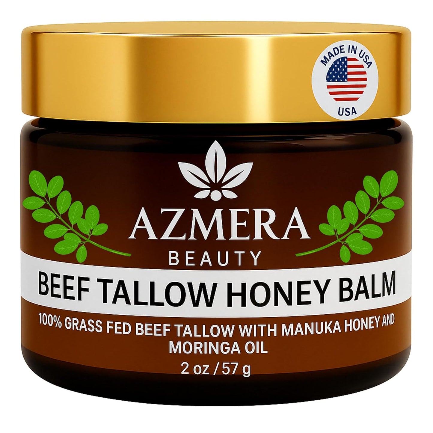 100% Grass-Fed Beef Tallow Balm For Skin Manuka Honey MGO 263+, Organic Beeswax & Olive Oil – Handmade All-Natural Skincare for Soft, Smooth Skin (2oz, Unscented + Moringa oil)