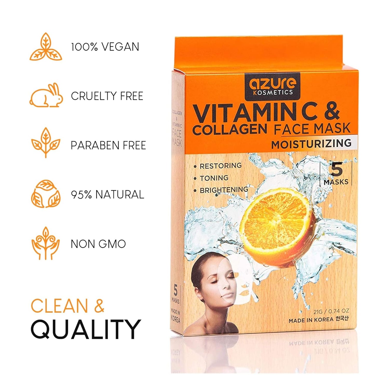 Azure Cosmetics 24K Gold, Caviar, Vitamin C, Hyaluronic Acid, Retinol & Collagen Anti-Aging Face Mask - Ultimate Variety Pack of 20 - Dermatologist Tested - Hydrating & Firming - Korean Skin Care