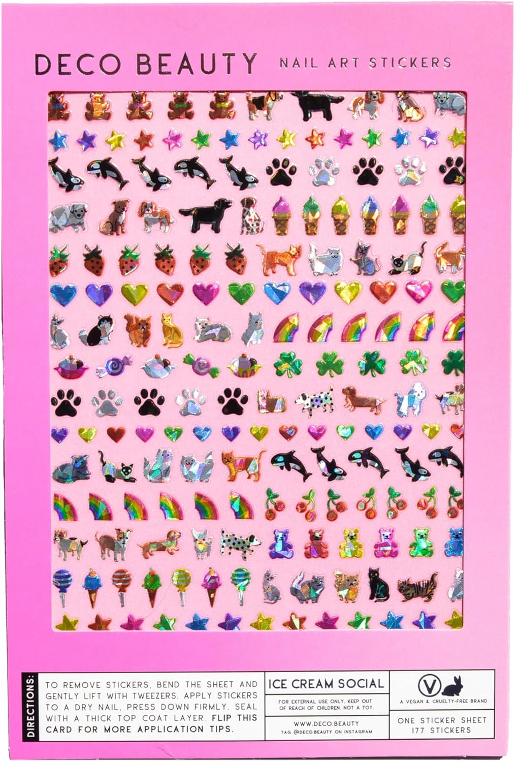 Deco Beauty Ice Cream Social Nail Stickers - Lightweight & Easy-to-Apply Nail Art with Trendy Designs - Durable & Long-Lasting Nail Stickers for Women, Ideal for DIY Manicures & Salon-Quality Nails